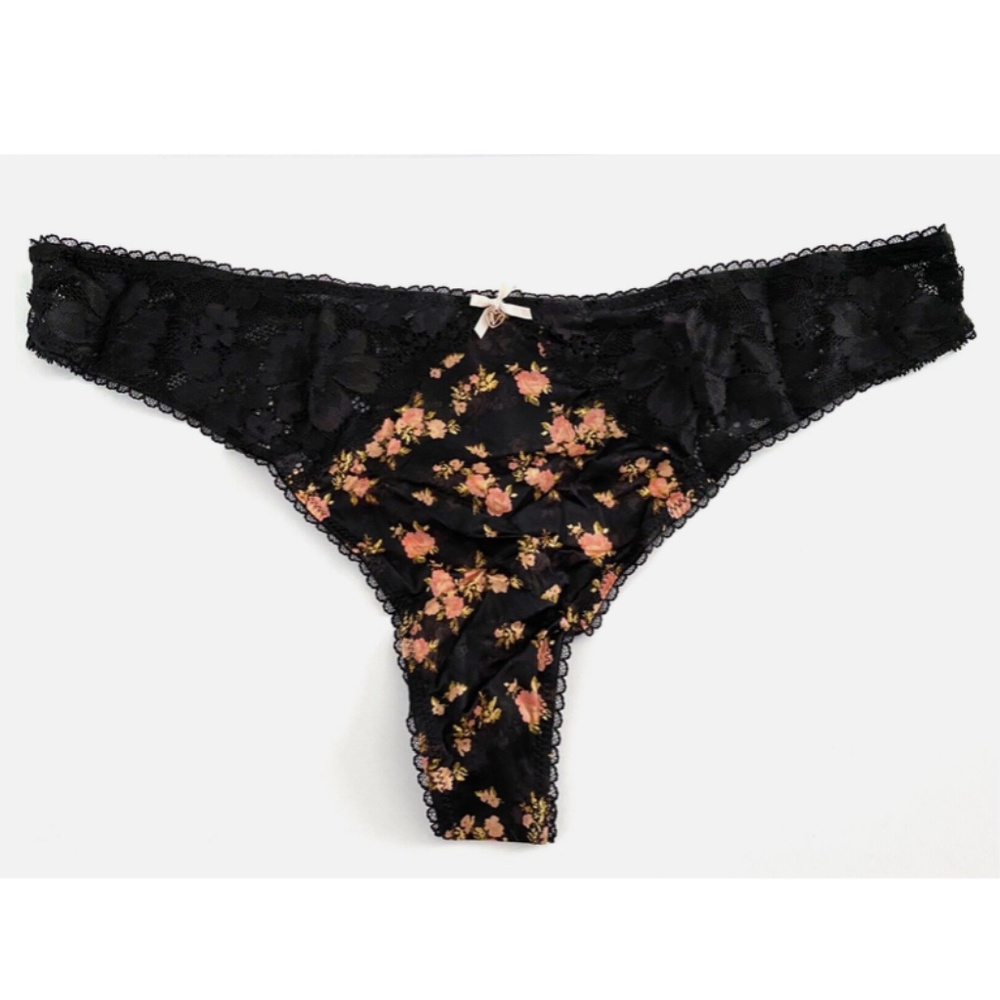 Victorias Secret Panty Body by Victoria Stretchy w/ Lace Floral Thong XXL 2XL